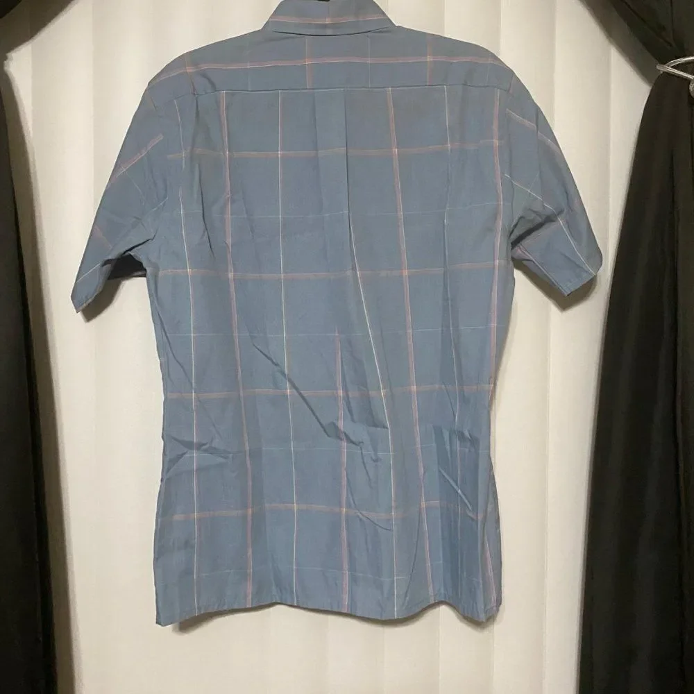 Private Club blue with pink stripes shirt sleeve dress shirt
